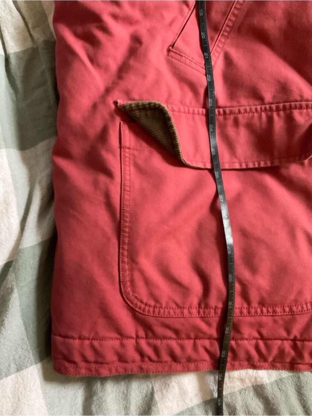 L.L. Bean Rose Pink Barn Coat with Tan Corduroy Collar - Picture 8 of 8